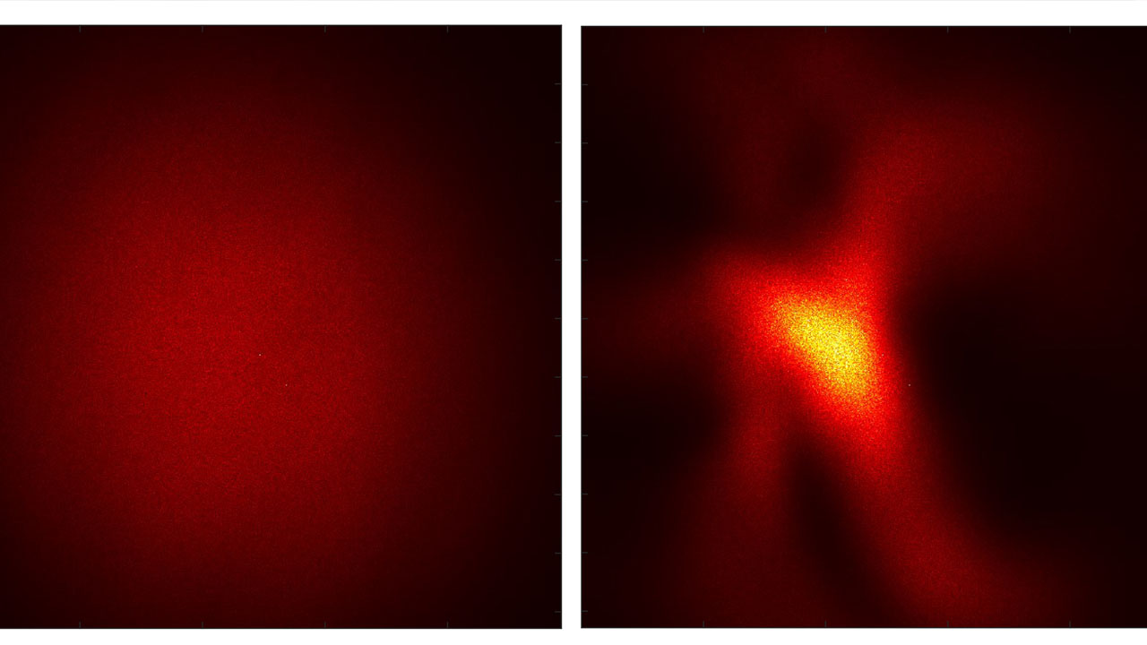 A la izquierda, es posible visualizar el láser sin guía de onda aérea, ya la derecha, después de usar la guía.