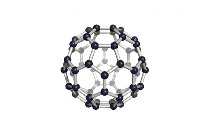Molécula de Buckminsterfulereno. Molécula de Buckminsterfulereno.